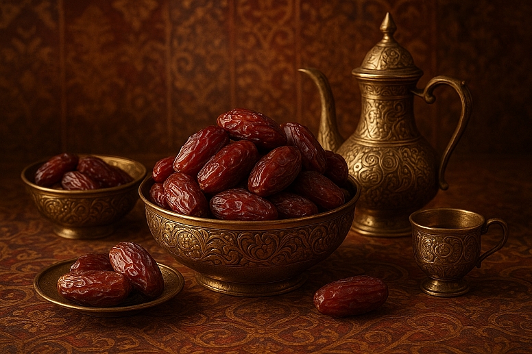 brass and dates still life
