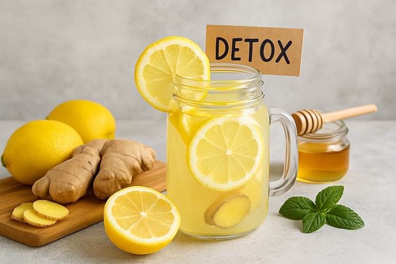 detox ginger lemon drink composition