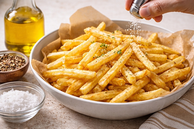 golden fries with seasoning