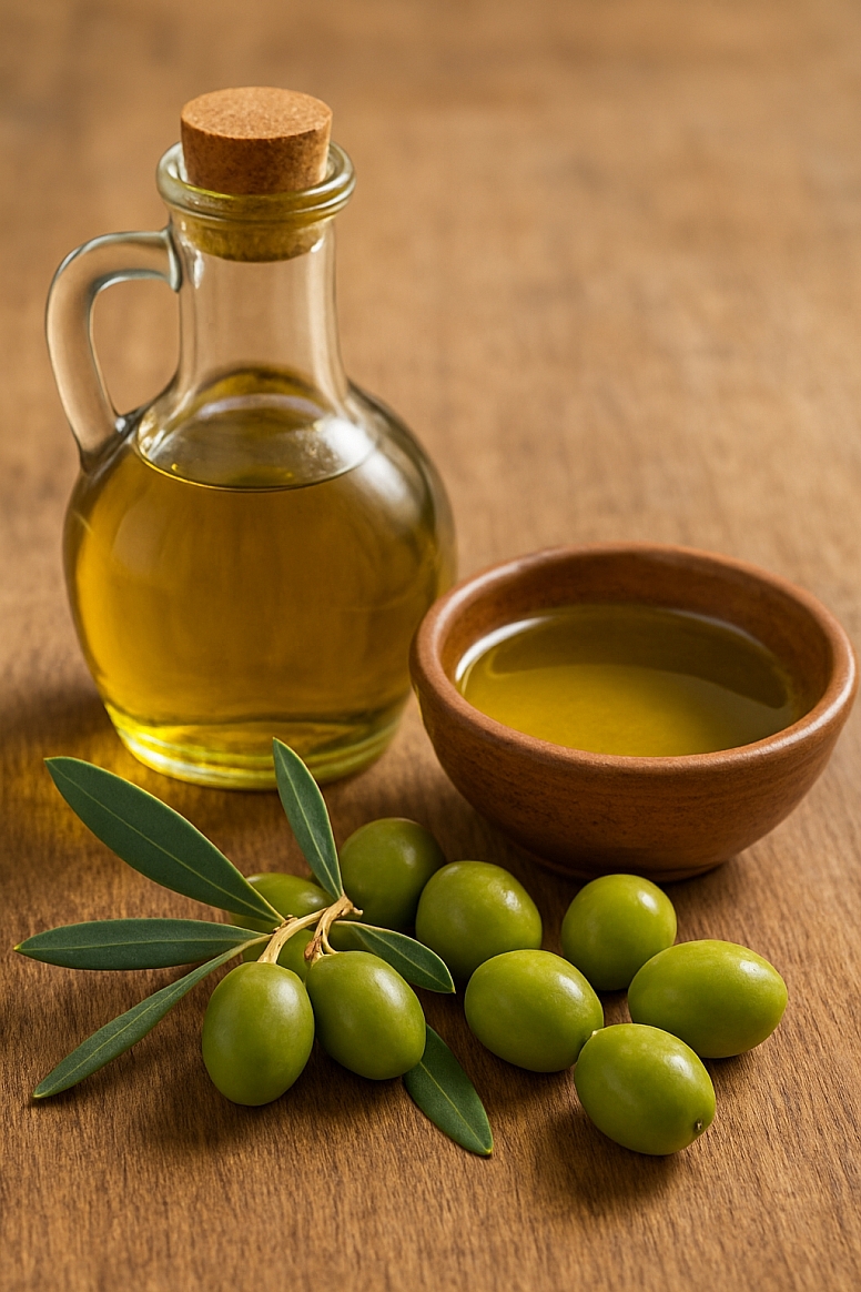olive oil and fresh olives