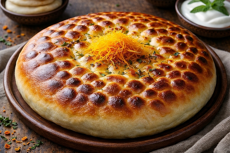 persian bread with saffron and herbs