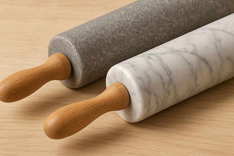 rolling pins on wooden surface