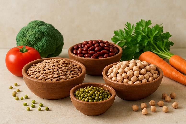 rustic pulse and veggie display