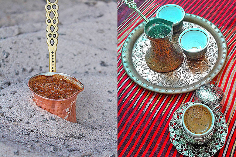Turkish Coffee cooked on sand