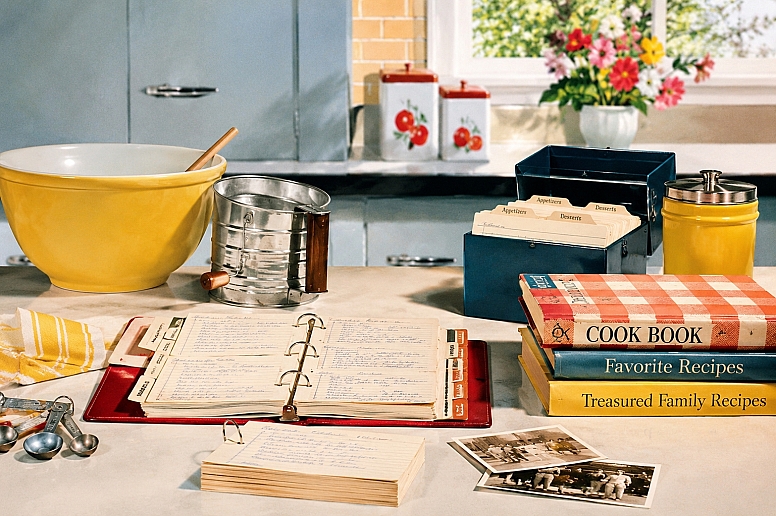 vintage kitchen baking essentials still life