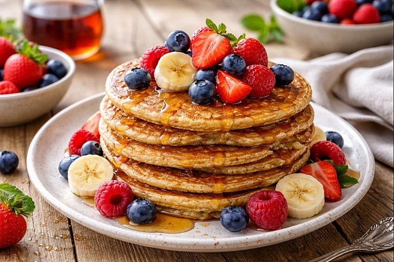 whole grain pancakes with fruit