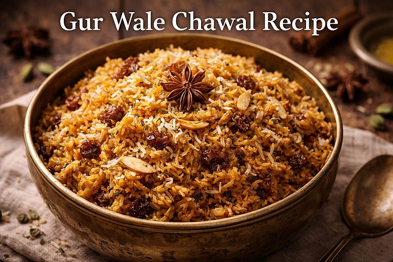 Gur Wale Chawal Recipe Sweet Rice Cooked With Jaggery Warm Spices