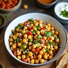 Chickpea Chaat Recipe with Mint & Tamarind Chutneys